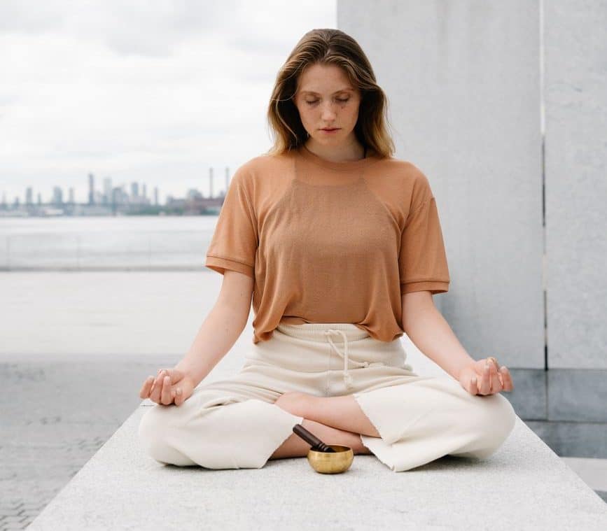 a woman meditating